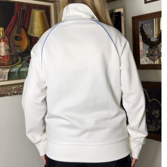 Vintage Men’s Le Tigre Cotton Track Jacket in White and Blue - Zip Up - Medium - Picture 10 of 10